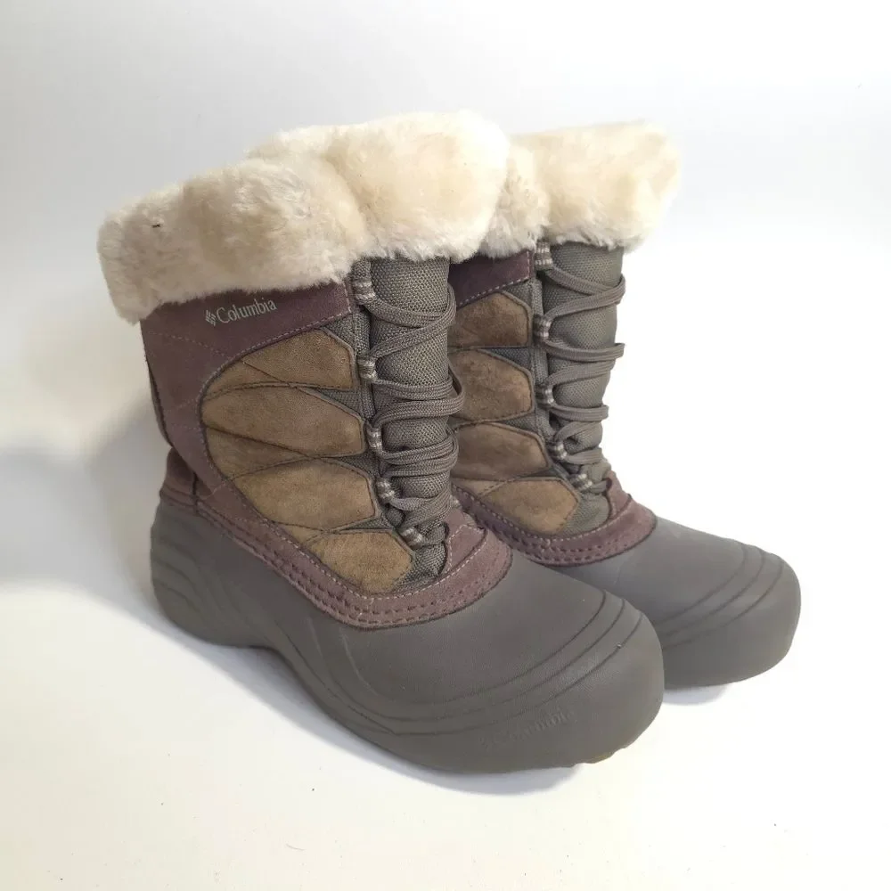 Columbia Sierra Summette Winter Boots Faux Fur Waterproof Brown Women Size 9.5